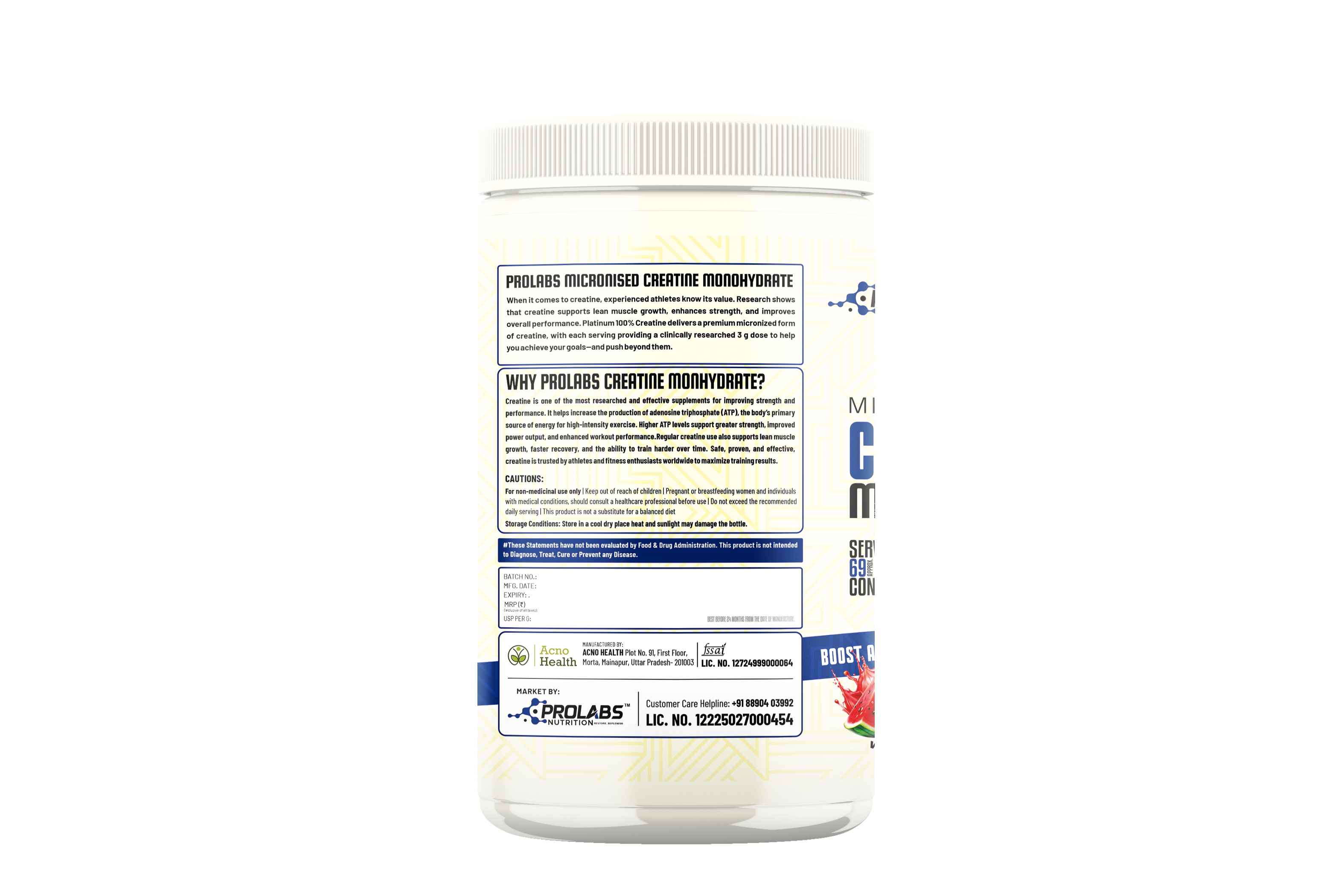 PROLABS NUTRITION MICRONISED CREATINE MONOHYDRATE WATERMELON
